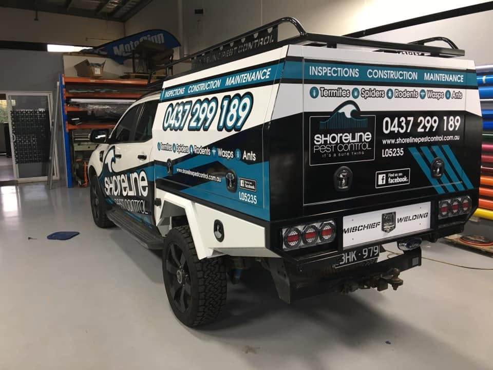 Pest control service vehicle on the road